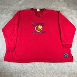 Vintage Looney Tunes Tweety Bird Red V-Neck Sweatshirt Varsity 2000 Freeze XL